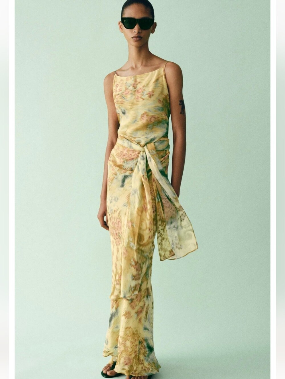 Zara ZW COLLECTION PRINTED BOW DRESS